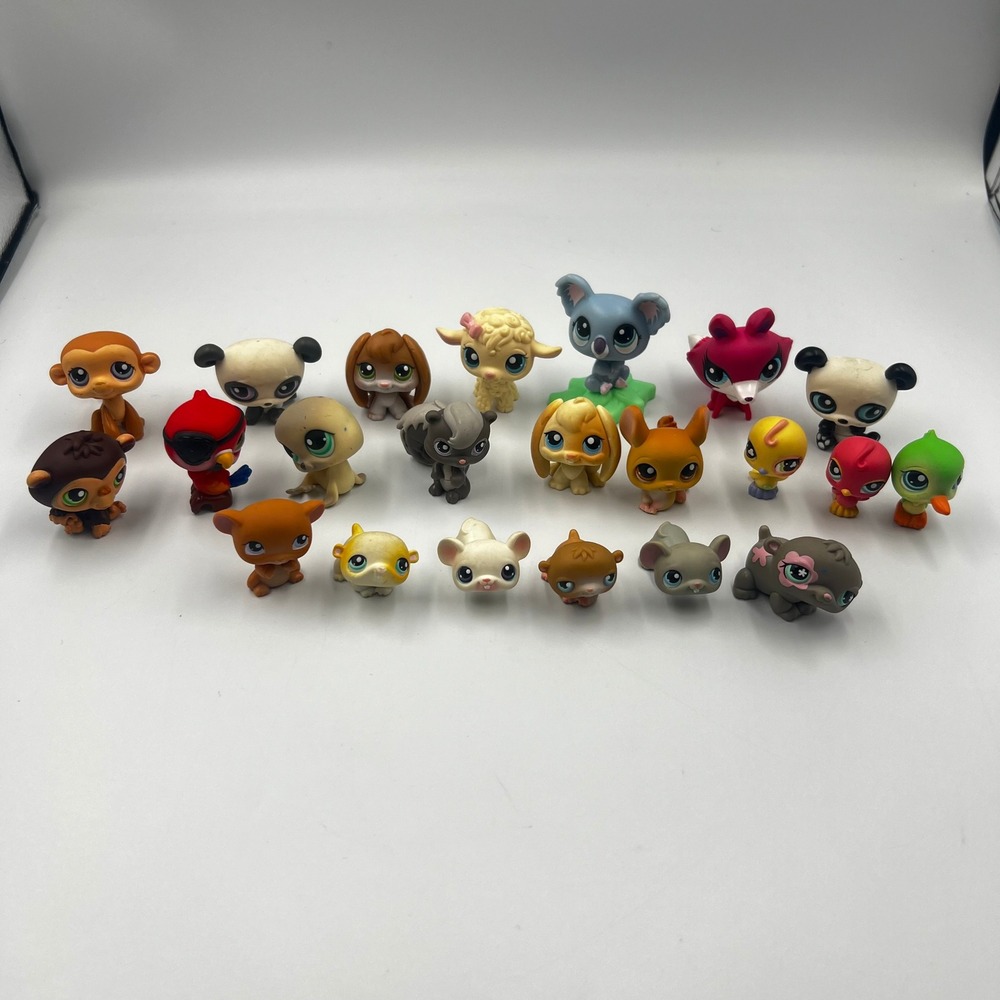 Vintage Hasbro Littlest Pet Shop Figured Lot of 22 Panda Koala Monkey Birds Lamb